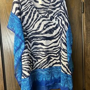 Tommy Bahama Blue and Black Zebra Print Women's Coverup